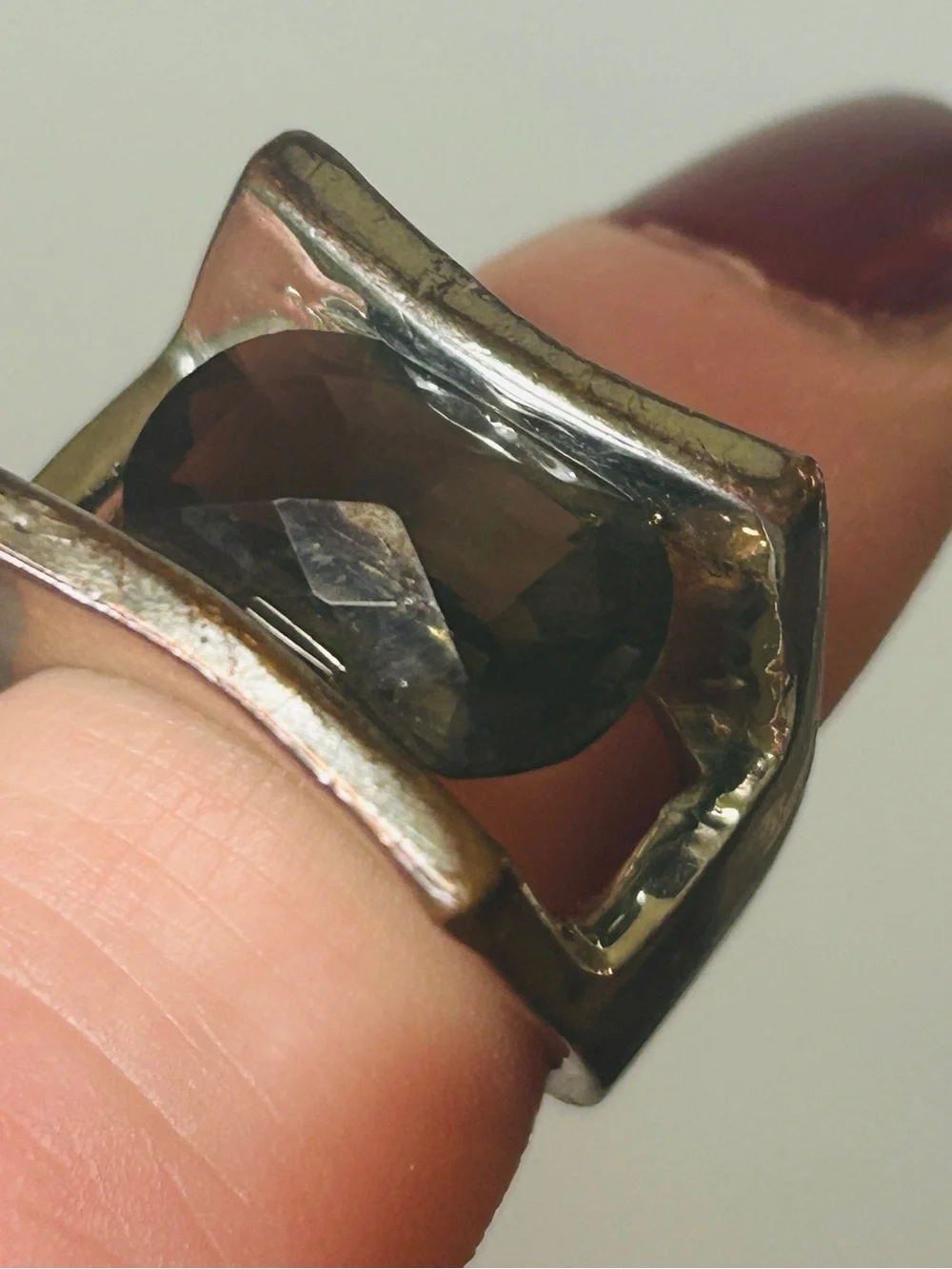 Faceted Black Crystal Silver Slide Ring Accent